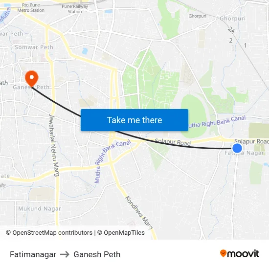 फातिमानगर to गणेश पेठ map