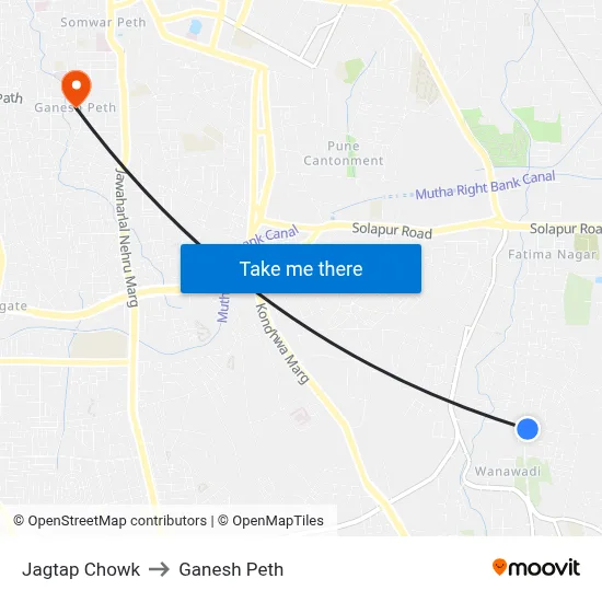 जगताप चौक to गणेश पेठ map