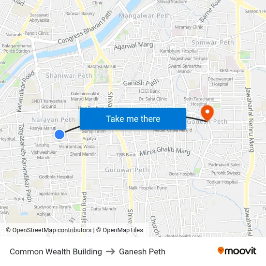 कॉमन वेल्थ बिल्डिंग to गणेश पेठ map