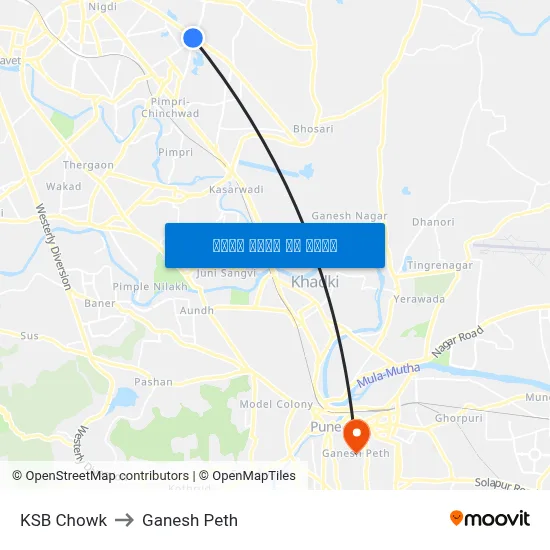 केएसबी चौक to गणेश पेठ map