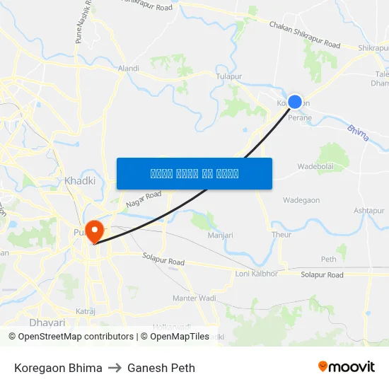 कोरेगांव भीमा to गणेश पेठ map