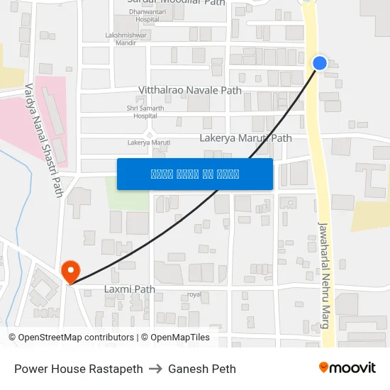 पावर हाउस रास्तापेठ to गणेश पेठ map