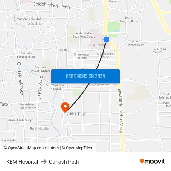 केईएम हॉस्पिटल to गणेश पेठ map