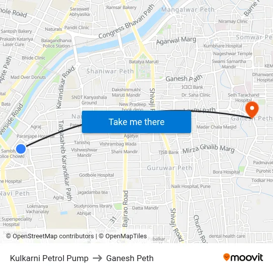 कुलकर्णी पेट्रोल पंप to गणेश पेठ map