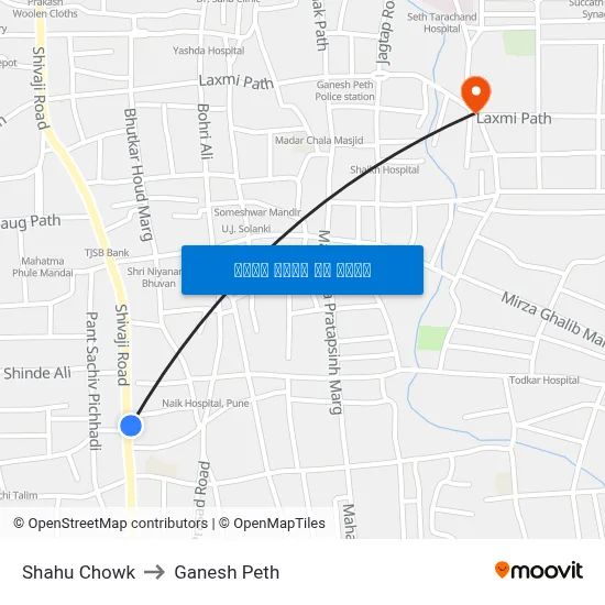 शाहू चौक to गणेश पेठ map