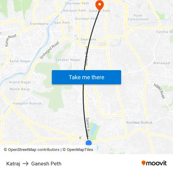 Katraj to Ganesh Peth map