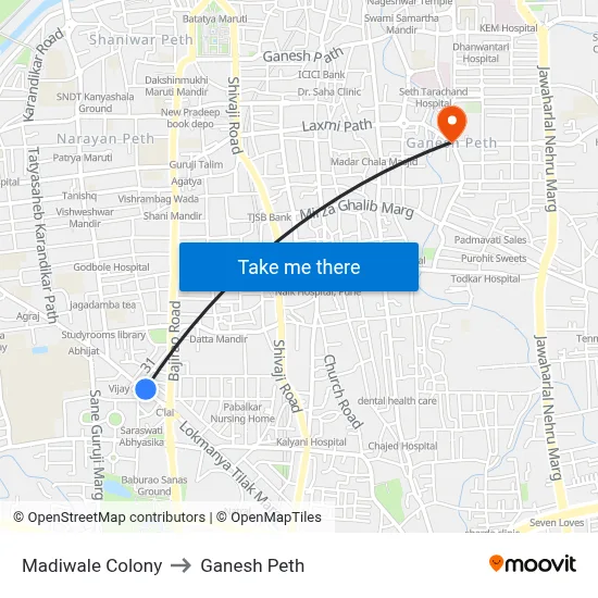 माडीवाले कॉलोनी to गणेश पेठ map