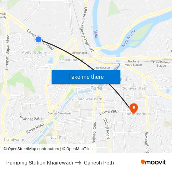 पंपिंग स्टेशन खैरेवाड़ी to गणेश पेठ map