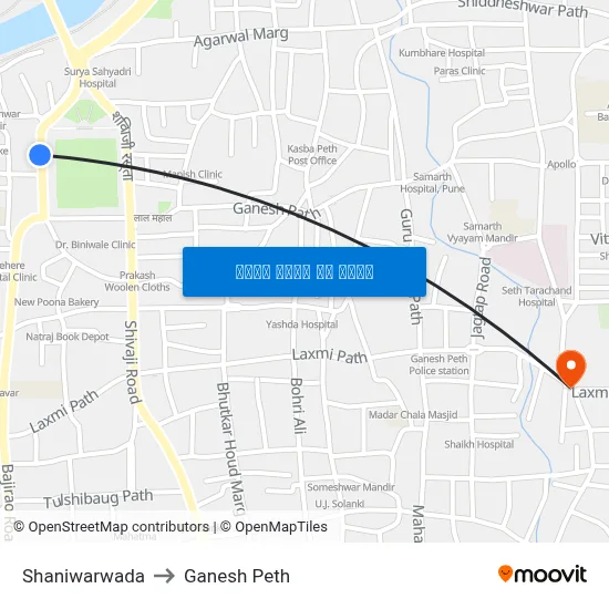 शनिवारवाडा to गणेश पेठ map