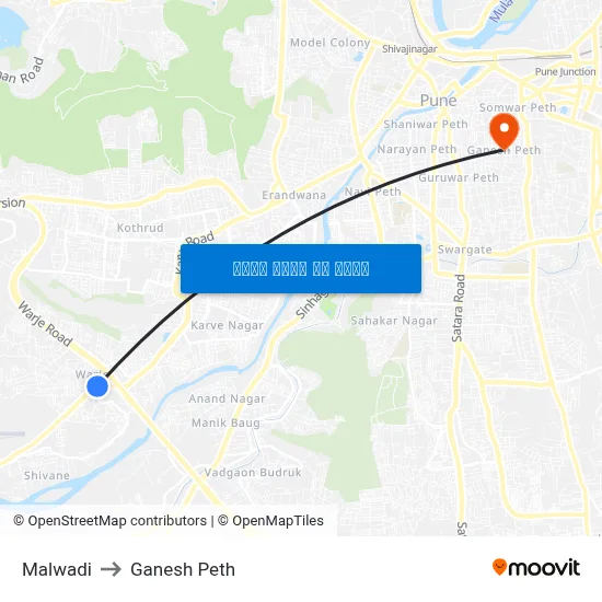 मालवाड़ी to गणेश पेठ map