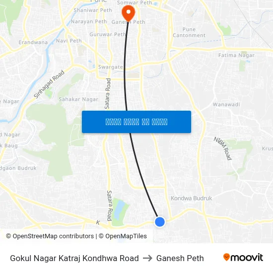 गोकुल नगर कात्रज कोंढवा रोड to गणेश पेठ map