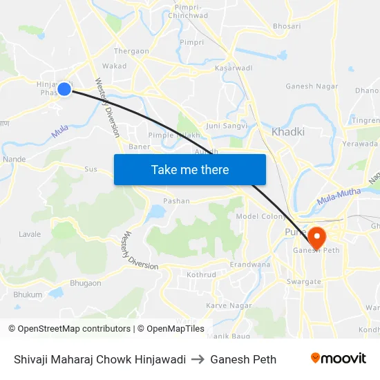 Shivaji Maharaj Chowk Hinjawadi to Ganesh Peth map
