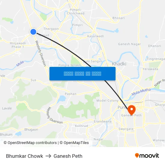 भुमकर चौक to गणेश पेठ map