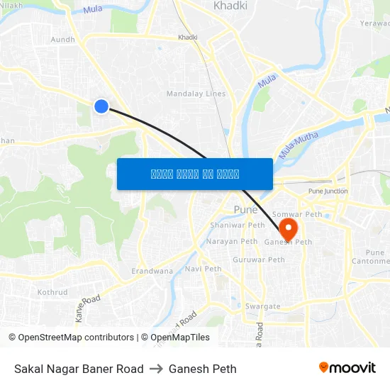 साकाळ नगर बाणेर रोड to गणेश पेठ map