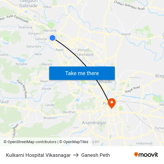 कुलकर्णी हॉस्पिटल विकासनगर to गणेश पेठ map