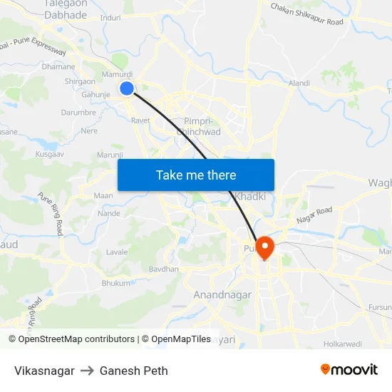 विकासनगर to गणेश पेठ map