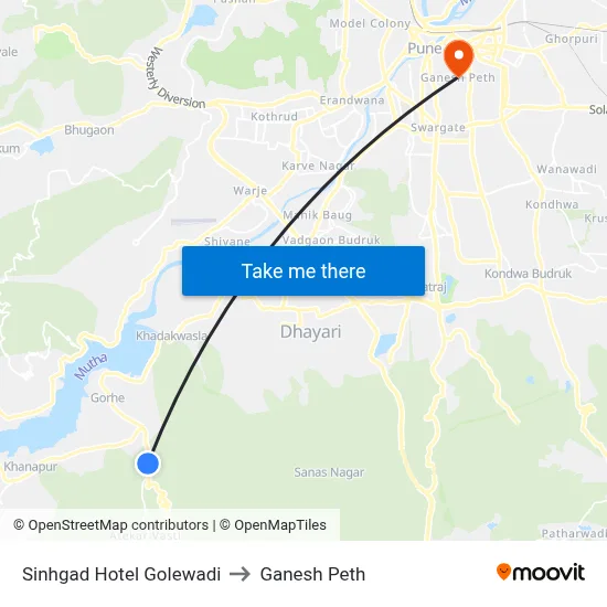 सिंहगड होटल गोलेवाडी to गणेश पेठ map