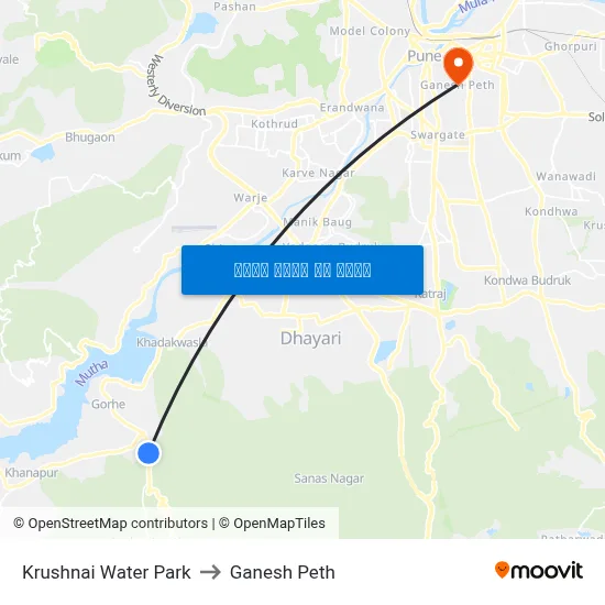 कृष्णाई वॉटर पार्क to गणेश पेठ map