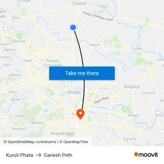 कुरुली फाटा to गणेश पेठ map