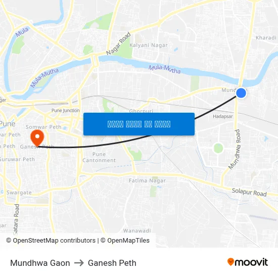 मुंढवा गाँव to गणेश पेठ map