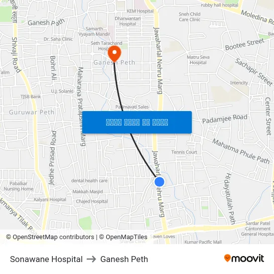 सोनावणे हॉस्पिटल to गणेश पेठ map