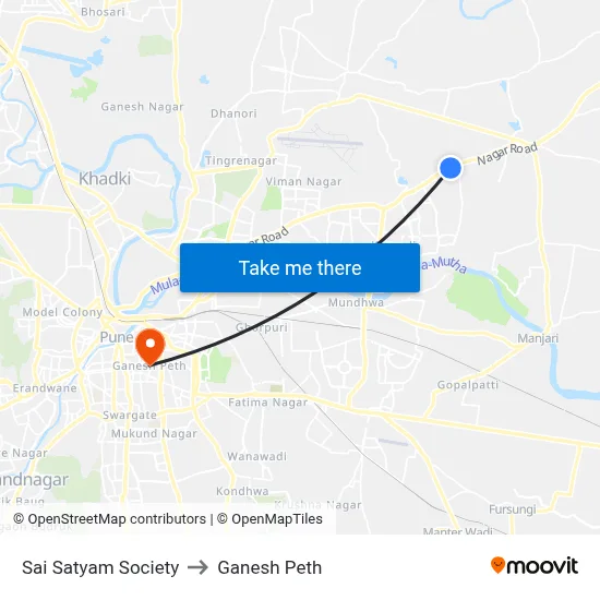 साई सत्यम सोसायटी to गणेश पेठ map