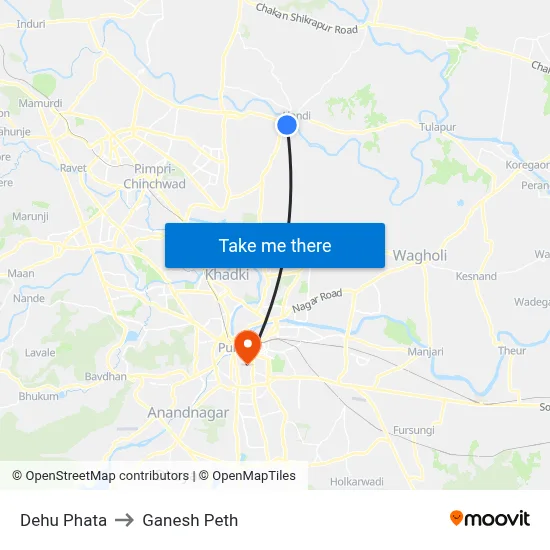 देहू फाटा to गणेश पेठ map