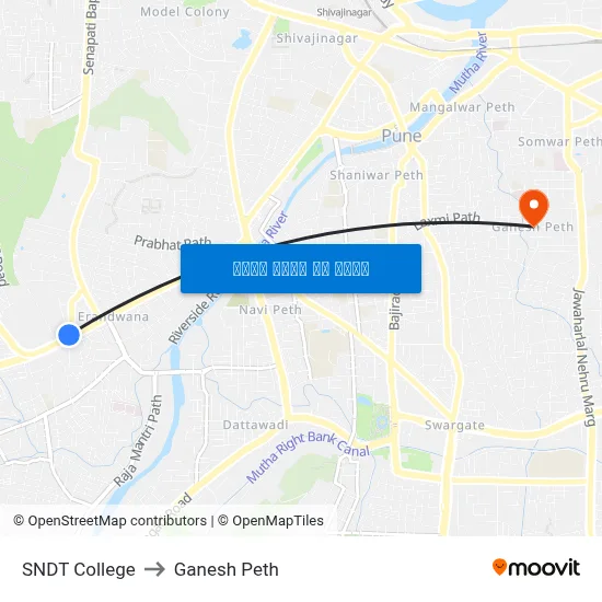एसएनडीटी कॉलेज to गणेश पेठ map