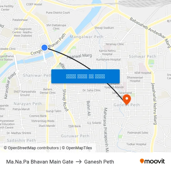 म.न.पा भवन मुख्य गेट to गणेश पेठ map