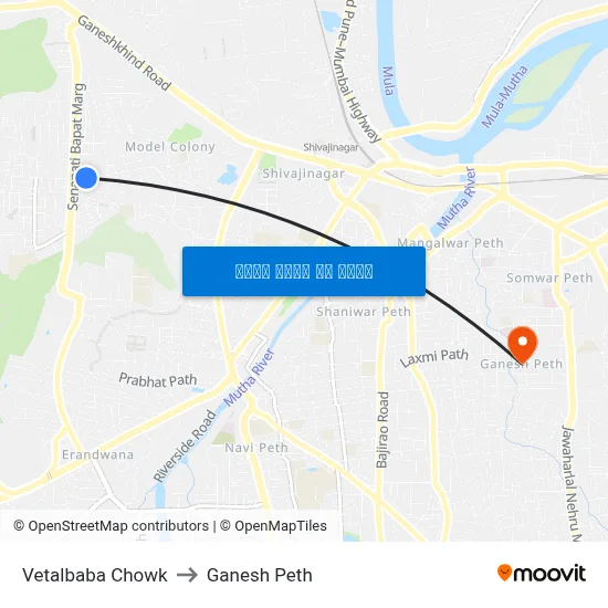 वेतालबाबा चौक to गणेश पेठ map