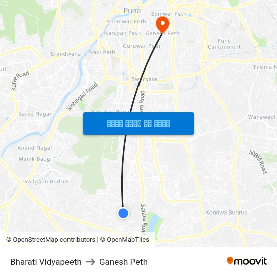 भारती विद्यापीठ to गणेश पेठ map