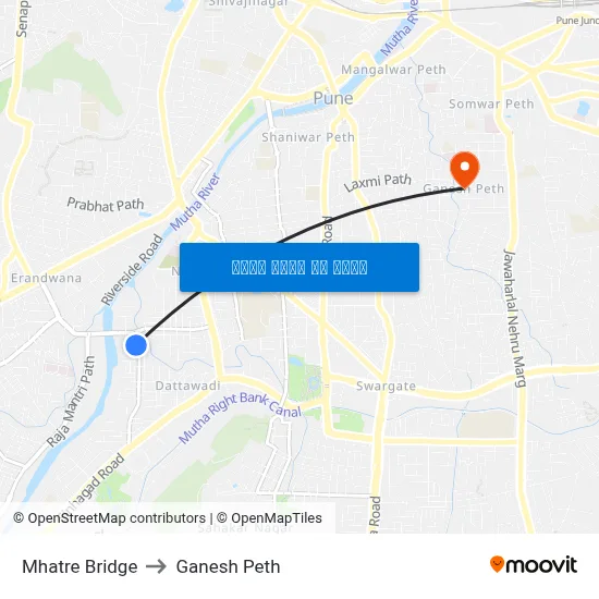 म्हात्रे पुल to गणेश पेठ map