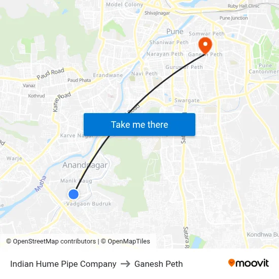 इंडियन ह्यूम पाइप कंपनी to गणेश पेठ map
