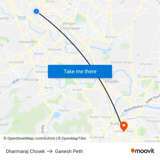 धर्मराज चौक to गणेश पेठ map