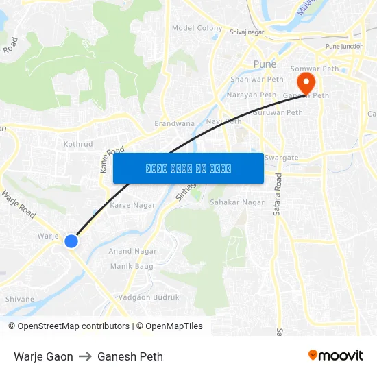 वारजे गाँव to गणेश पेठ map