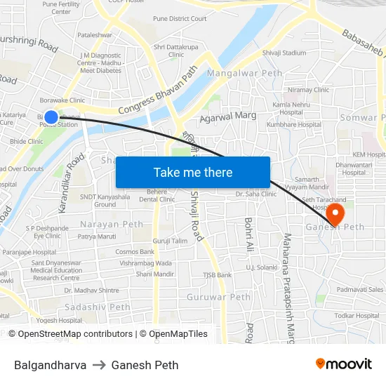 Balgandharva to Ganesh Peth map