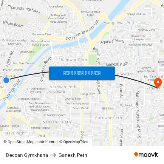 डेक्कन जिमखाना to गणेश पेठ map