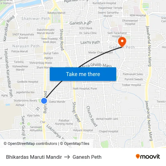 भीकरदास मारुति मंदिर to गणेश पेठ map