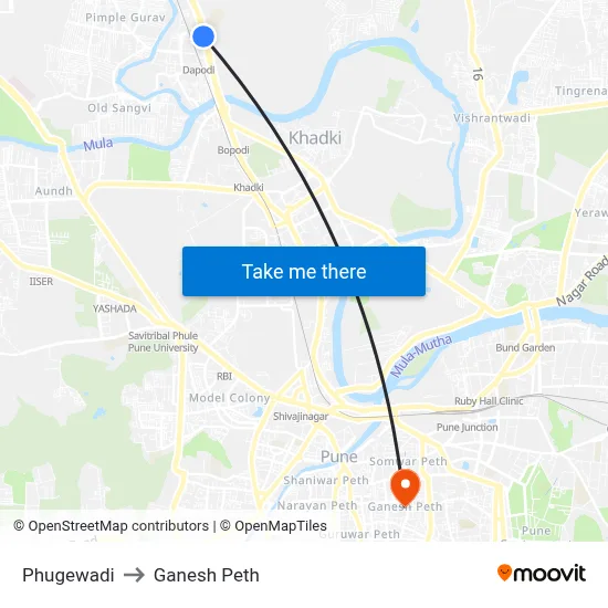 फुगेवाड़ी to गणेश पेठ map