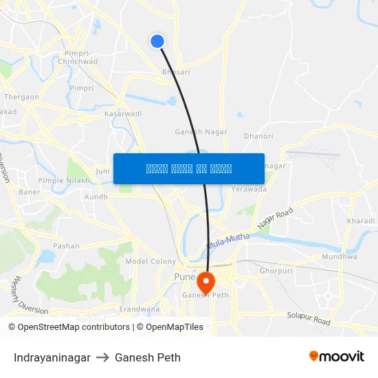 इंद्रायणीनगर to गणेश पेठ map