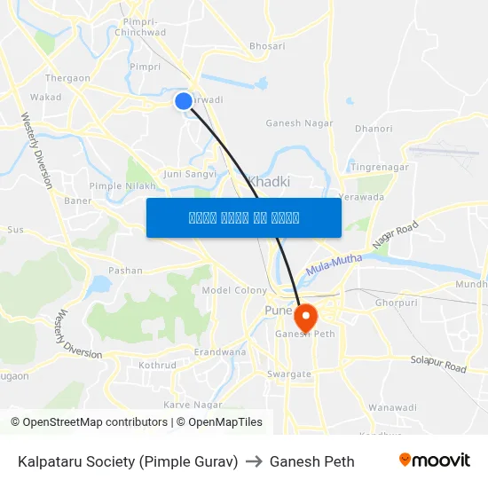 कल्पतरु सोसायटी (पिंपले गुरव) to गणेश पेठ map
