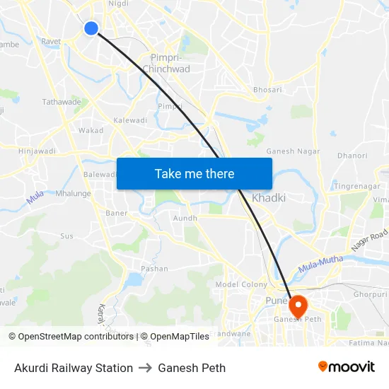 अकुर्दी रेलवे स्टेशन to गणेश पेठ map
