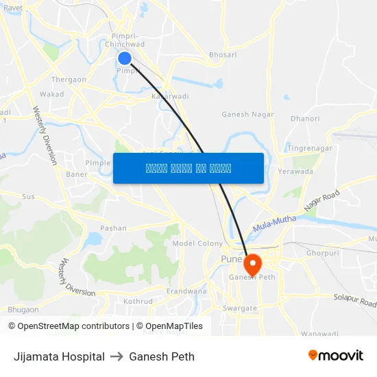 जिजामाता हॉस्पिटल to गणेश पेठ map