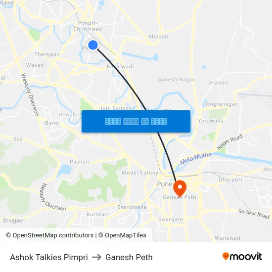 अशोक टॉकीज पिंपरी to गणेश पेठ map
