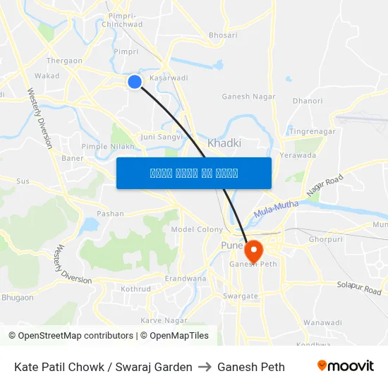 काटे पाटिल चौक / स्वराज गार्डन to गणेश पेठ map