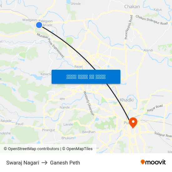 स्वराज नगरी to गणेश पेठ map