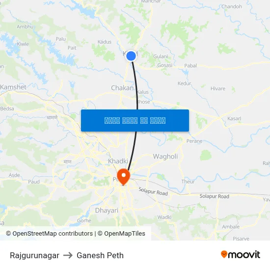 राजगुरुनगर to गणेश पेठ map