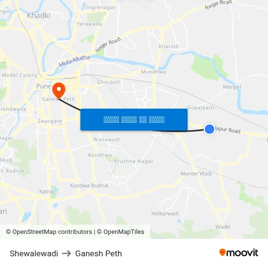 शेवाळेवाडी to गणेश पेठ map