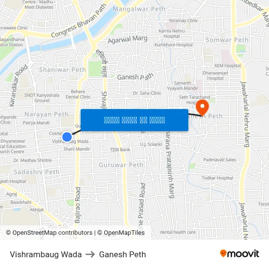 विश्रामबाग वाडा to गणेश पेठ map