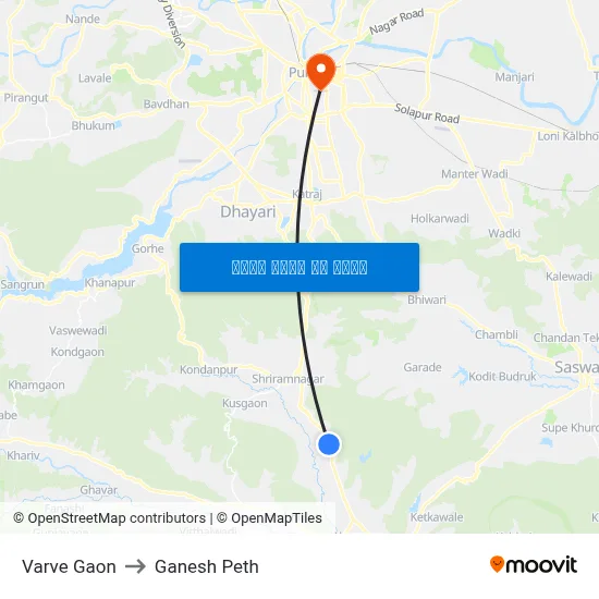 वारवे गाव to गणेश पेठ map